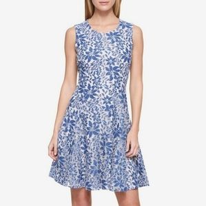 Tommy Hilfiger Blue & White Floral Lace Overlay Mini Dress  4